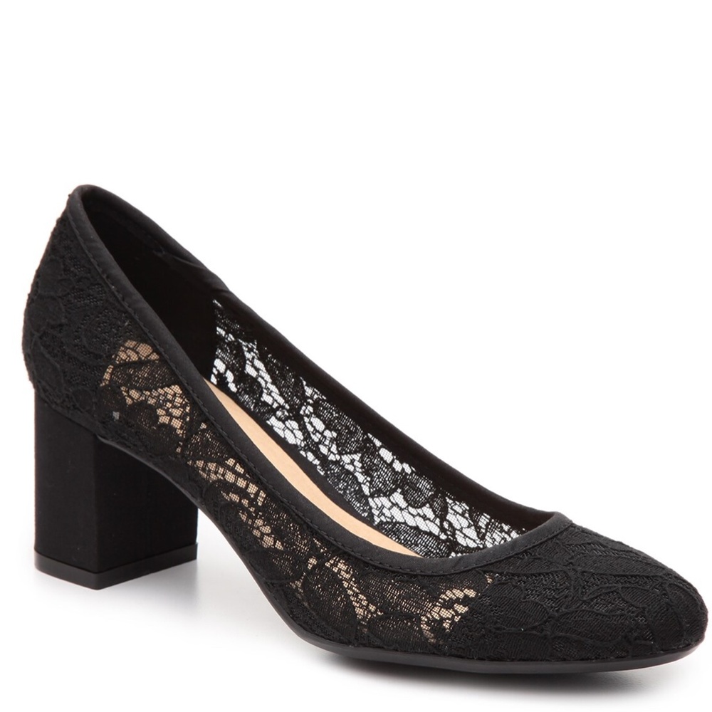 CL by Laundry Lace Ballet Kitten Block Heels